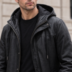 Men's Ari Hooded Anorak — Jacket — Black — chest-detail