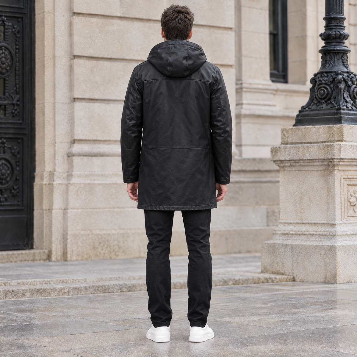 Men's Ari Hooded Anorak — Jacket — Black — full-body-back