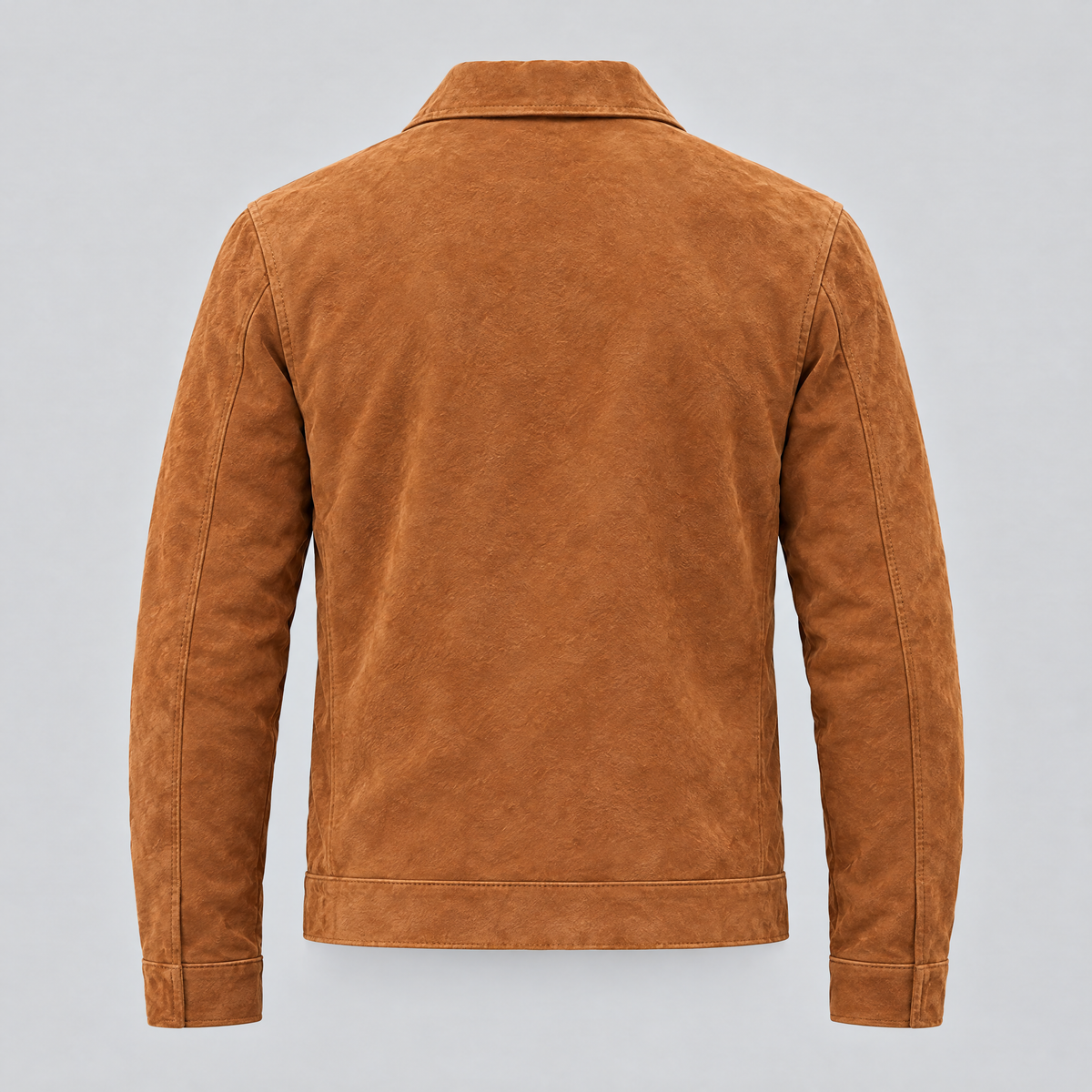 Men's Banks Suede Zip Shirt Jacket — Cognac — product-back
