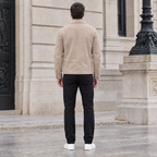 Men's Banks Suede Zip Shirt Jacket — Sand — full-body-back