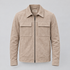 Men's Banks Suede Zip Shirt Jacket — Sand — product-front