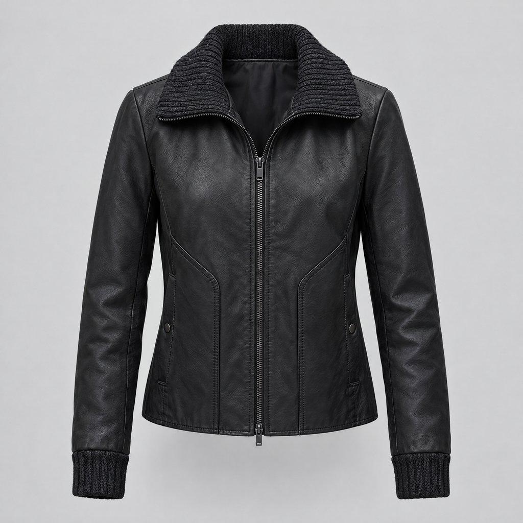 Women's Beatrix Leather Jacket — Black — product-front
