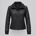 Women's Beatrix Leather Jacket — Black — product-front