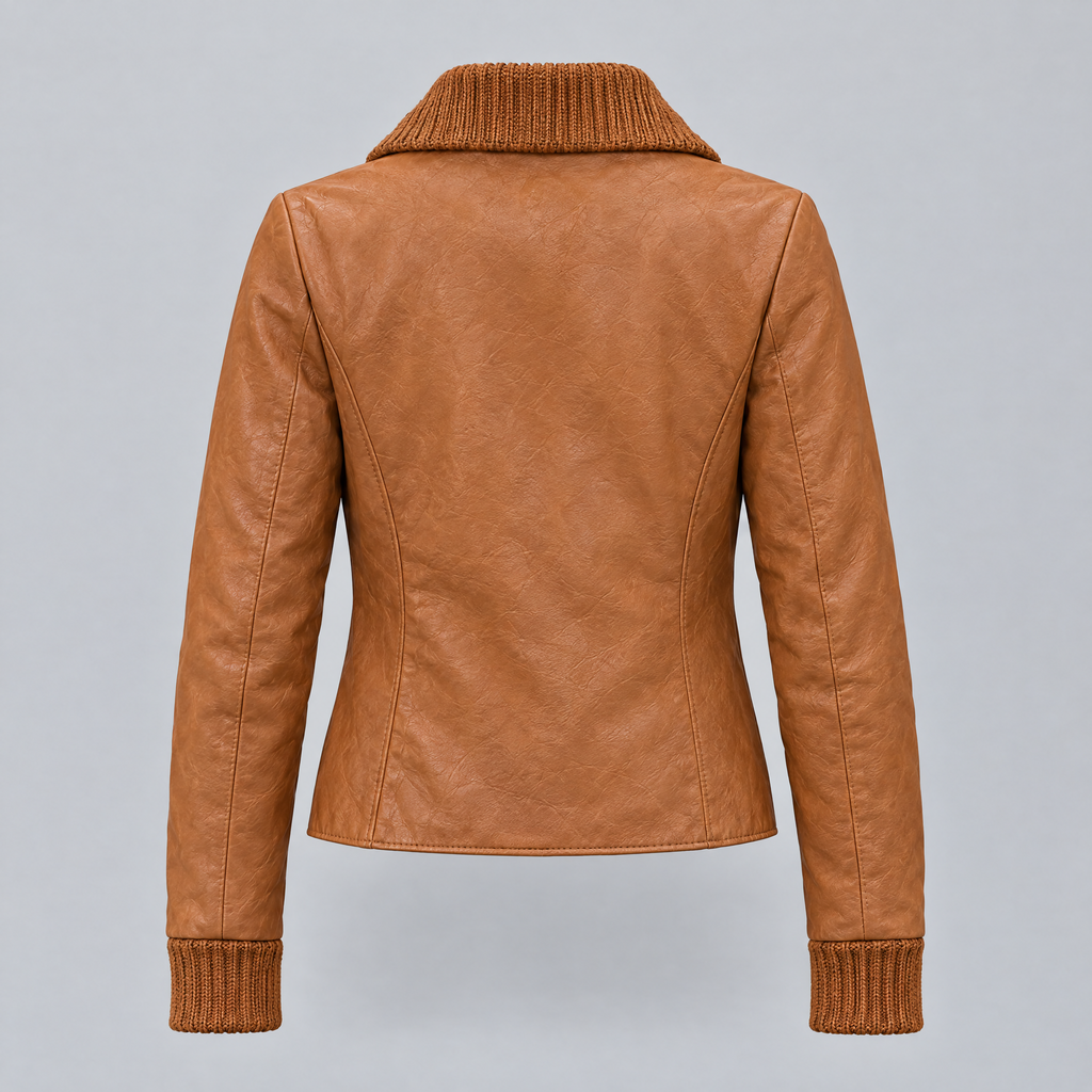 Women's Beatrix Leather Jacket — Tan — product-back