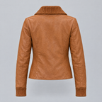 Women's Beatrix Leather Jacket — Tan — product-back
