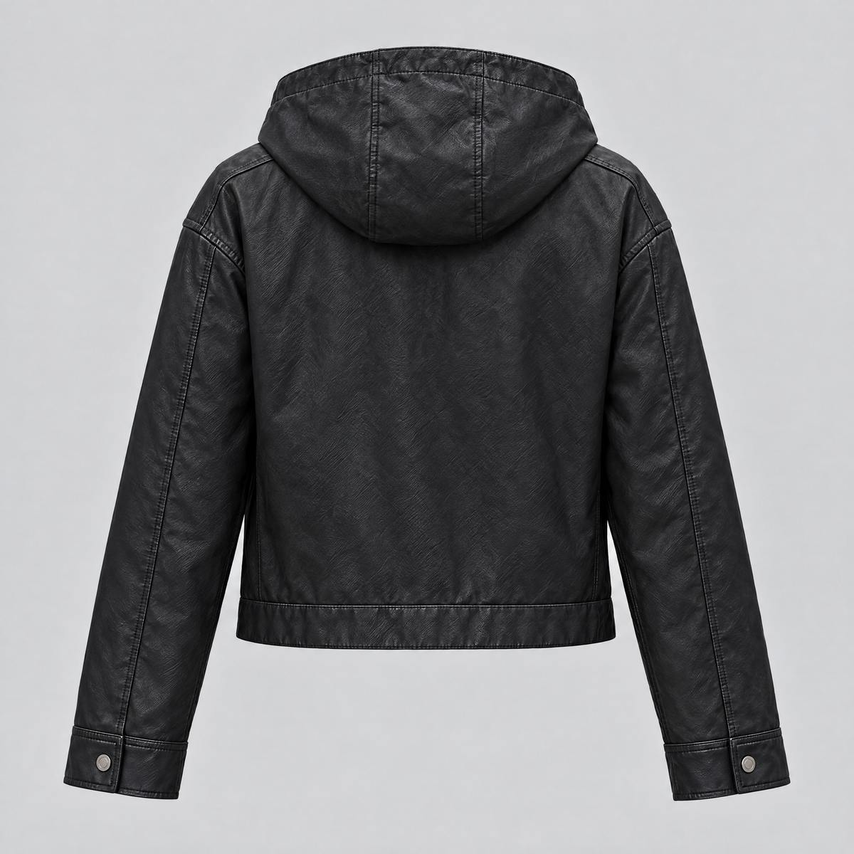 Women's Belle Cropped Lightweight Hooded Jacket — Black — product-back