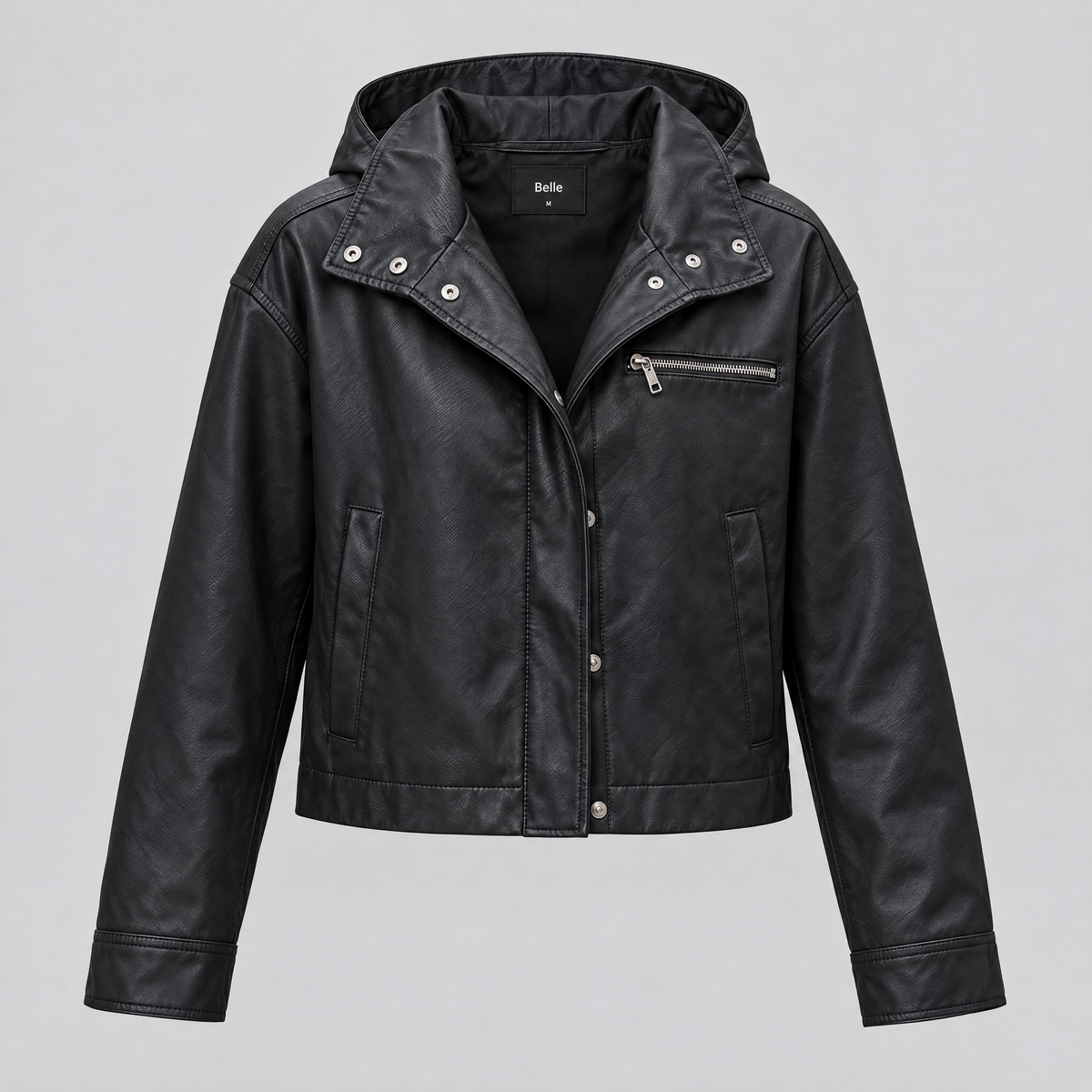 Women's Belle Cropped Lightweight Hooded Jacket — Black — product-front