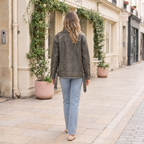 Women's Briana Oversized Asymmetric Leather Moto Jacket — Brown — full-body-back