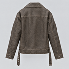 Women's Briana Oversized Asymmetric Leather Moto Jacket — Brown — product-back