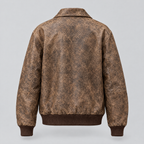 Women's Cassidy Oversized Leather Bomber Jacket — Brown — product-back