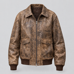 Women's Cassidy Oversized Leather Bomber Jacket — Brown — product-front