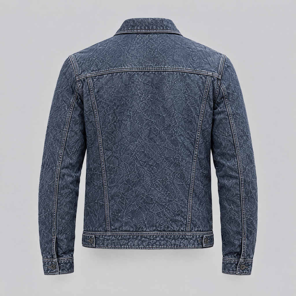 Men's Chase Leather Denim Jacket — Denim — product-back
