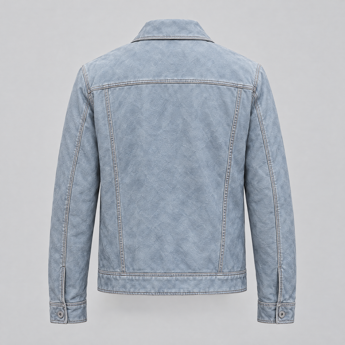 Men's Chase Leather Denim Jacket — Light Blue Wash — product-back