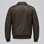 Men's Chris Big & Tall Leather Bomber Jacket — Deep Brown — product-back