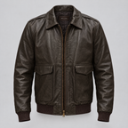 Men's Chris Big & Tall Leather Bomber Jacket — Deep Brown — product-front