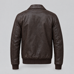 Men's Chris Leather Bomber Jacket — Brown — product-back