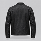 Men's Classic Leather Racer Jacket — Black — product-back