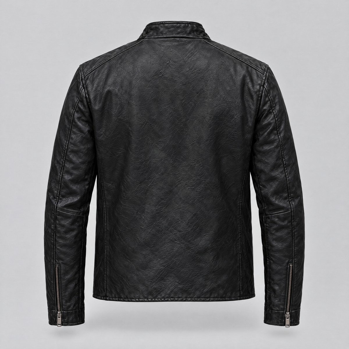 Men's Classic Leather Racer Jacket — Black — product-back