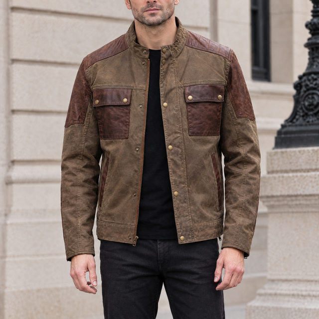 Men's Dallas Vintage Color Block Moto Jacket