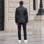 Men's Dylan Genuine Leather Blazer Jacket — Black — full-body-back