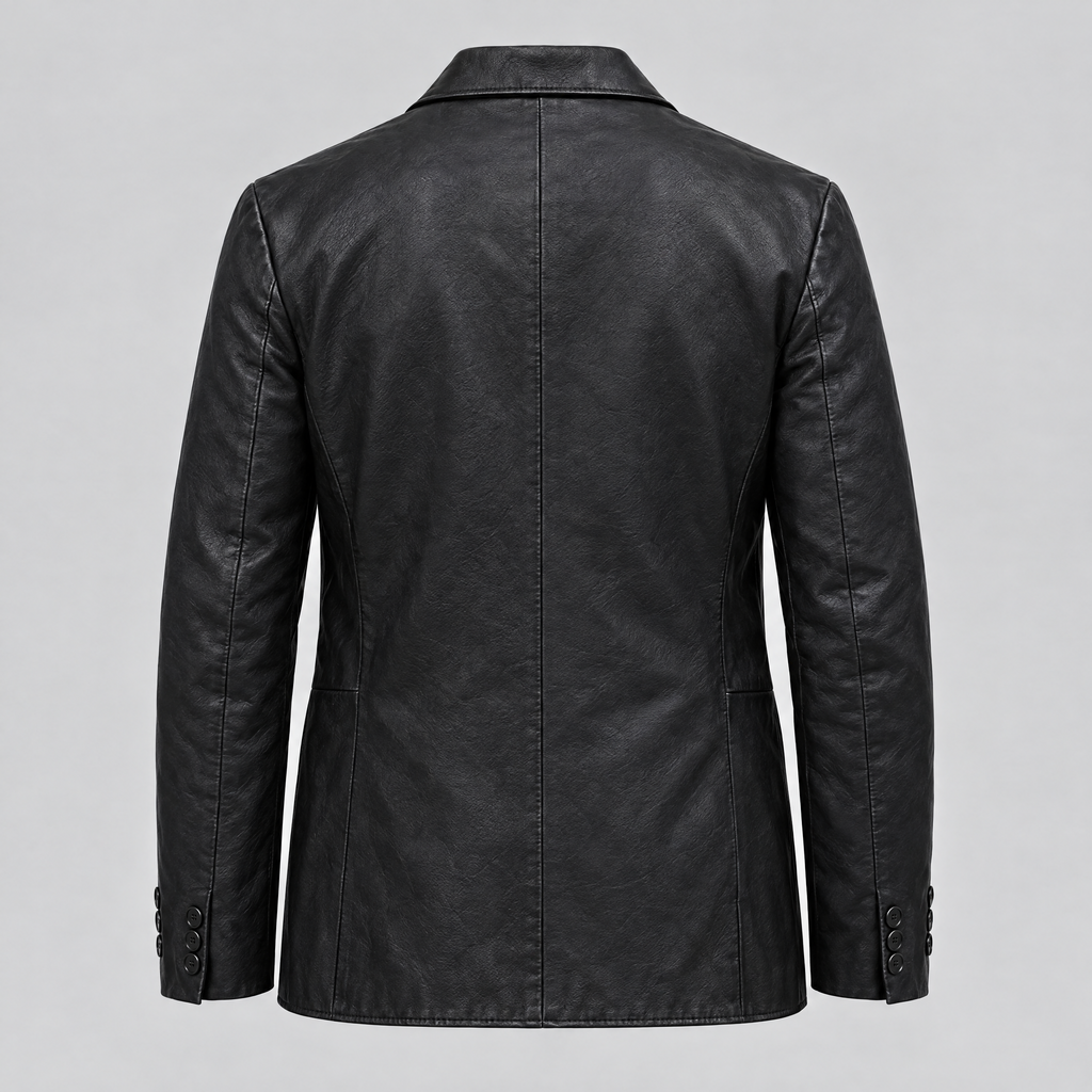 Men's Dylan Genuine Leather Blazer Jacket — Black — product-back