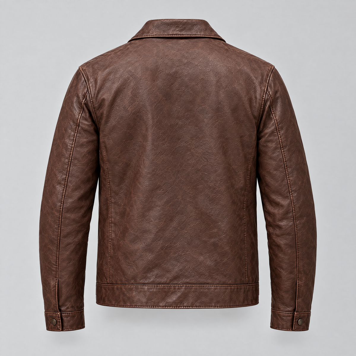 Men's Emerson Leather Zip Shirt Jacket — Brown — product-back