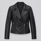 Women's Felix Leather Moto Jacket — Black — product-front