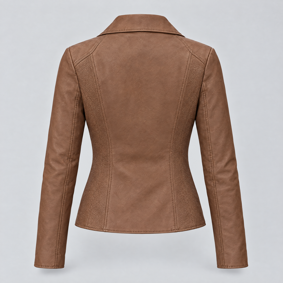 Women's Felix Leather Moto Jacket — Sepia — product-back