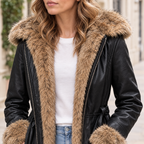 Women's Genevieve Belted Trench Jacket — Black Multi — chest-detail