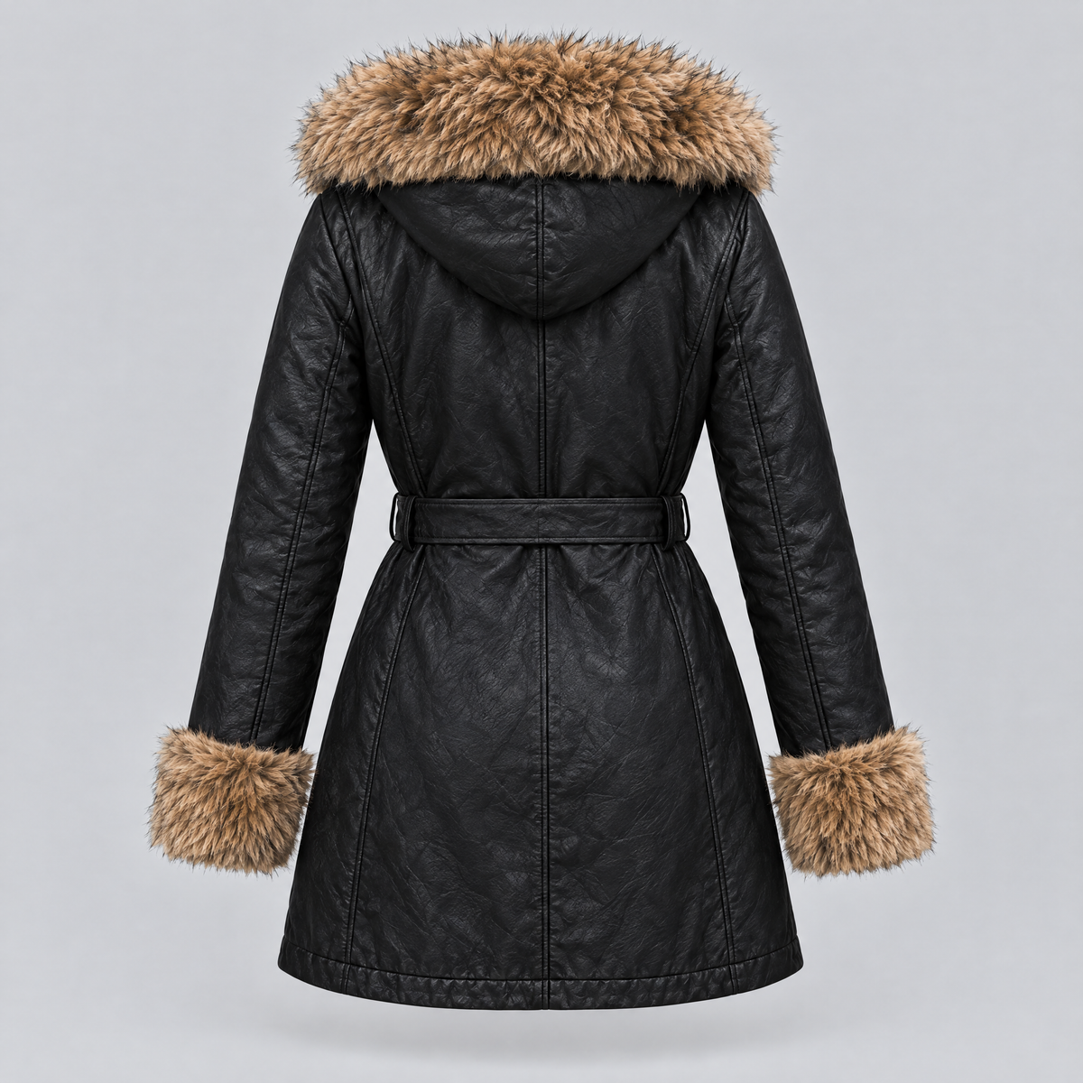 Women's Genevieve Belted Trench Jacket — Black Multi — product-back