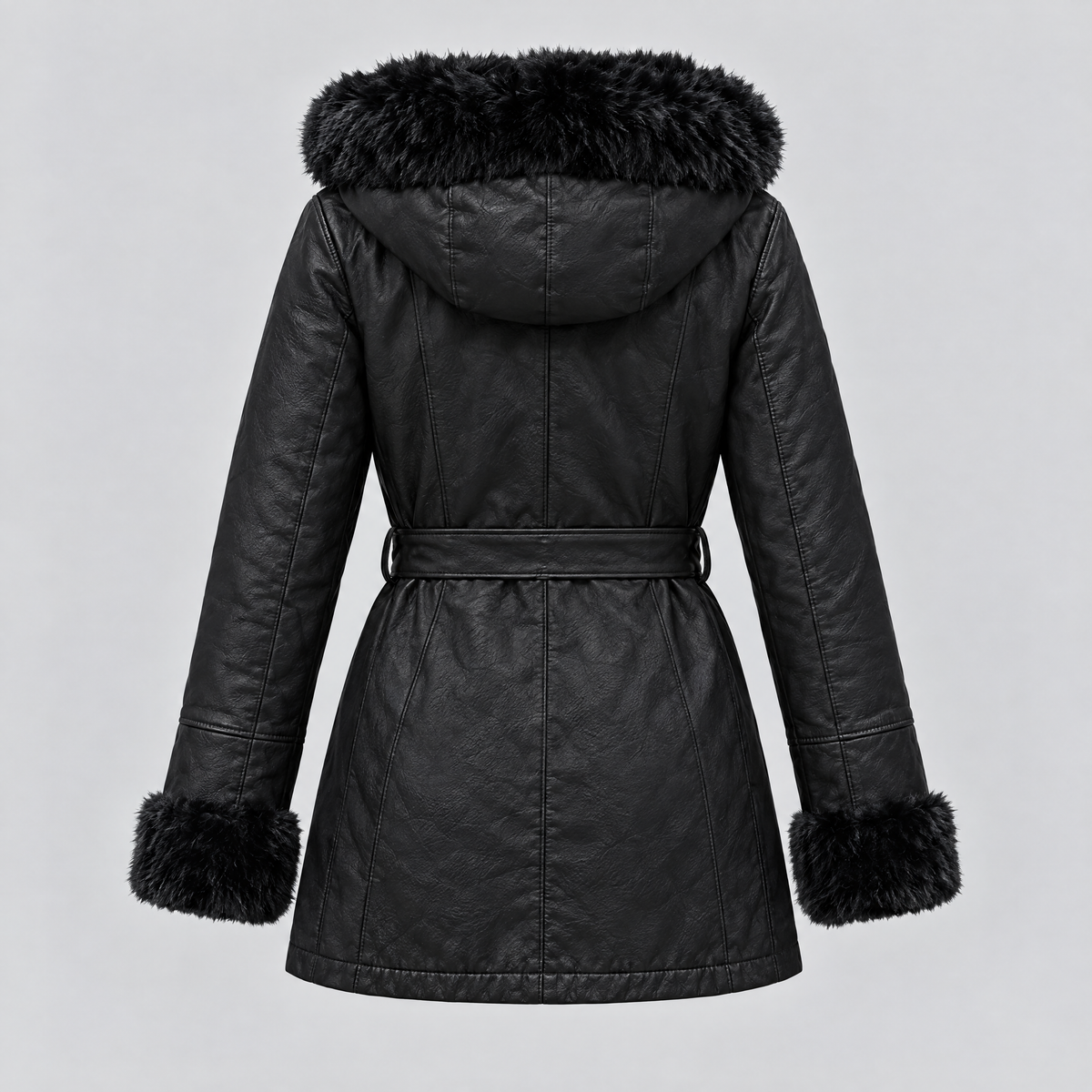 Women's Genevieve Belted Trench Jacket — Black — product-back