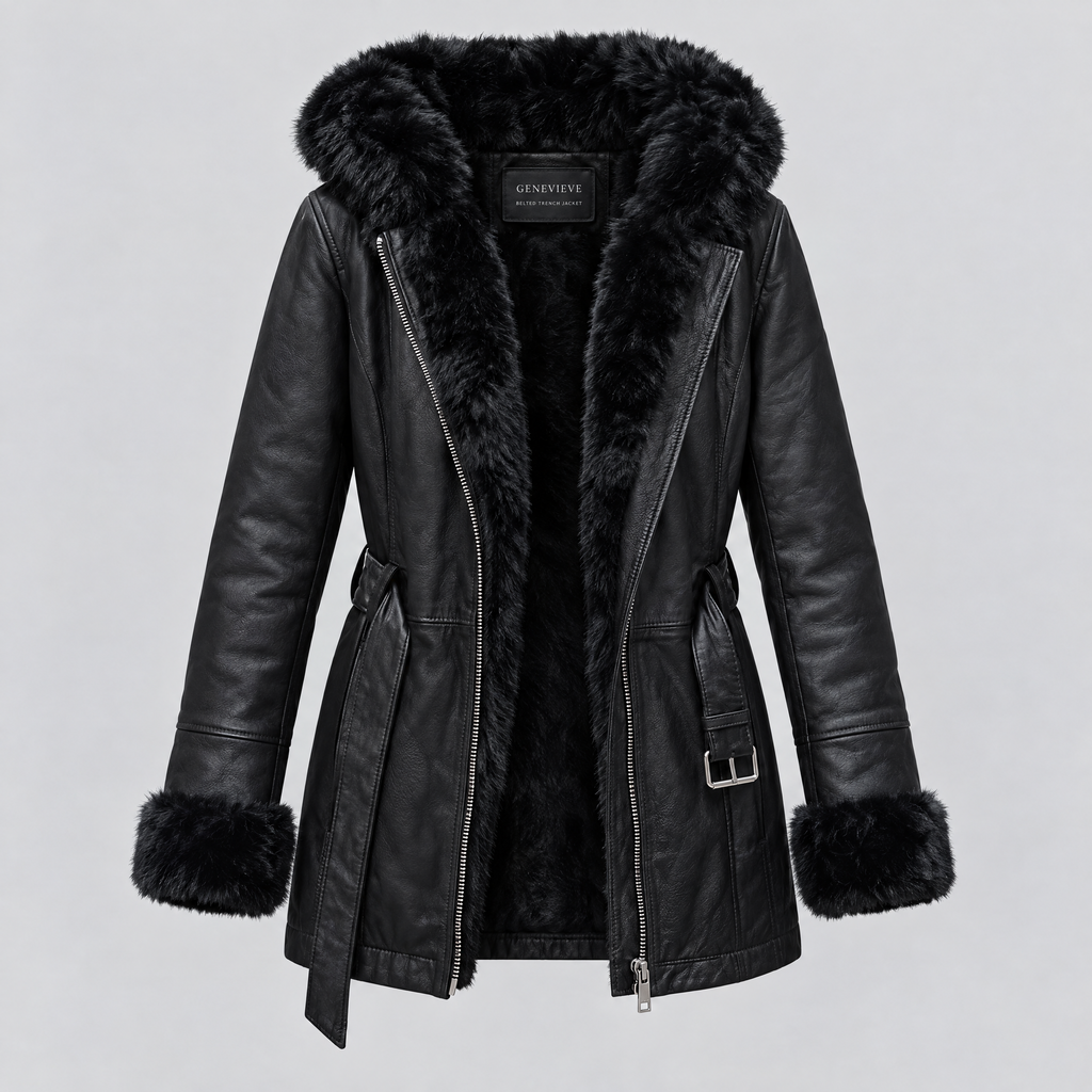 Women's Genevieve Belted Trench Jacket — Black — product-front