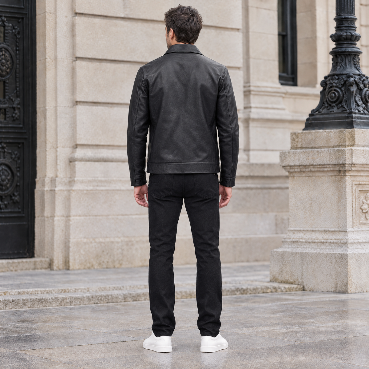 Men's Hendrix Zip Shirt Jacket — Black — full-body-back