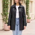 Women's Iris Lightweight Short Trench Coat — Black — hero