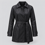 Women's Iris Lightweight Short Trench Coat — Black — product-front