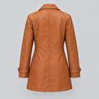 Women's Iris Lightweight Short Trench Coat — Saddle — product-back