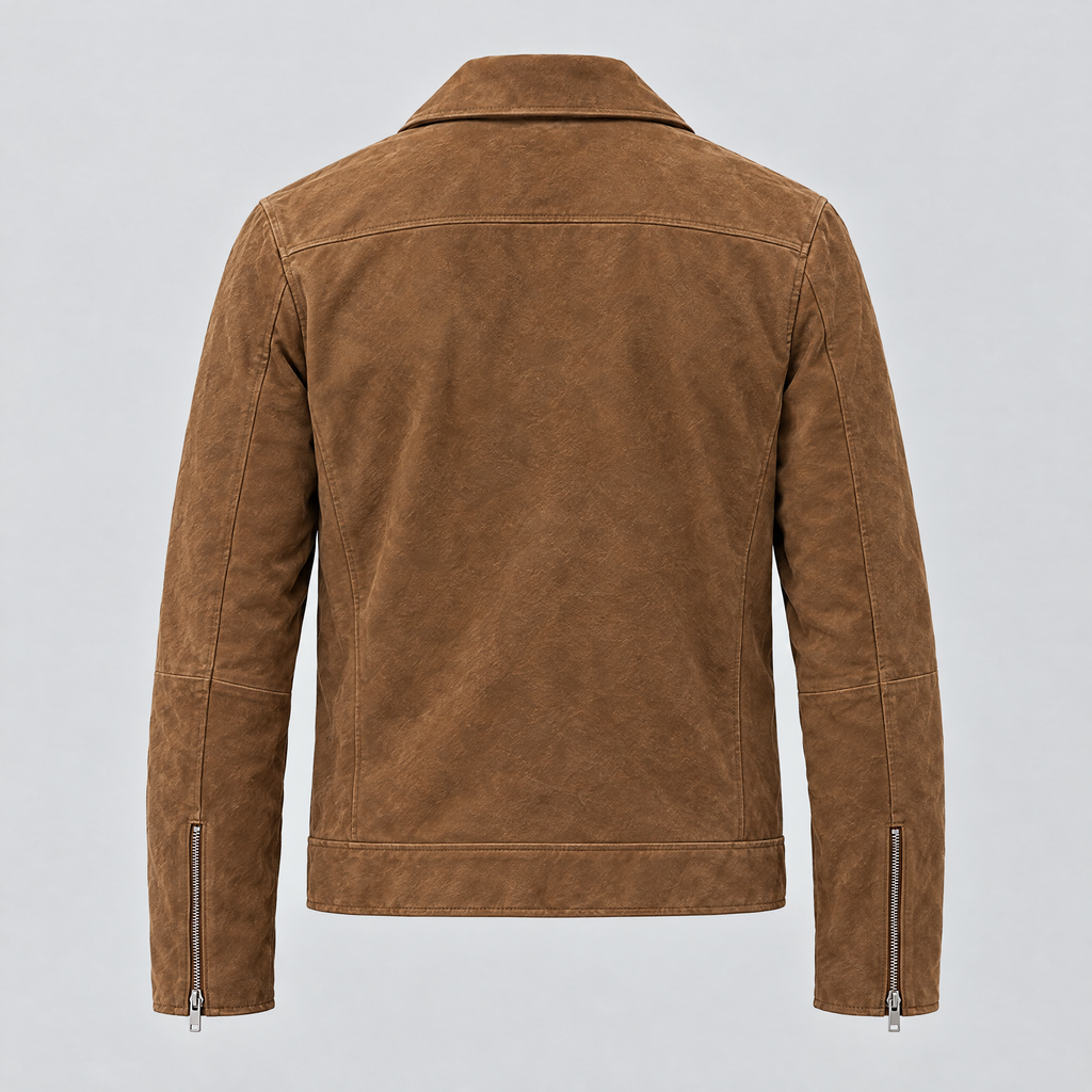 Men's Joss Suede Moto Jacket — Cognac — product-back