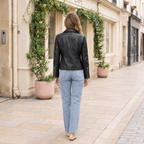 Women's Justine Shirt Collar Zip Jacket — Black — full-body-back