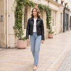 Women's Justine Shirt Collar Zip Jacket — Black — full-body-front