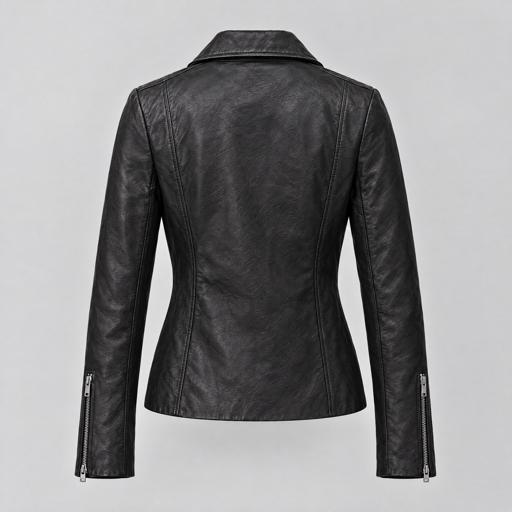 Women's Justine Shirt Collar Zip Jacket — Black — product-back