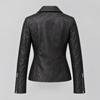 Women's Justine Shirt Collar Zip Jacket — Black — product-back