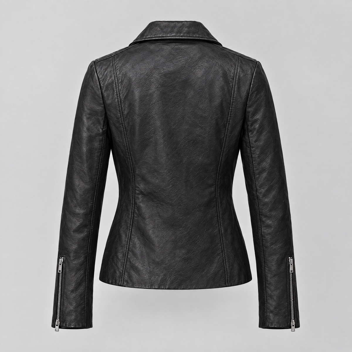 Women's Justine Shirt Collar Zip Jacket — Black — product-back