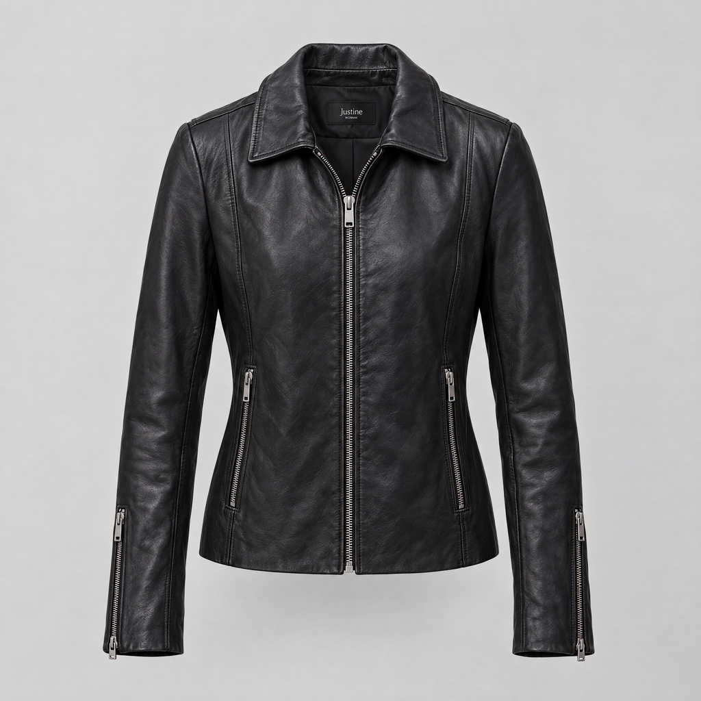 Women's Justine Shirt Collar Zip Jacket — Black — product-front