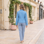 Women's Justine Shirt Collar Zip Jacket — Cornflower — full-body-back