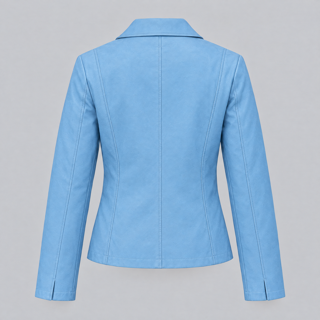 Women's Justine Shirt Collar Zip Jacket — Cornflower — product-back