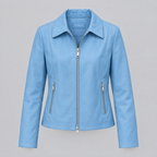 Women's Justine Shirt Collar Zip Jacket — Cornflower — product-front