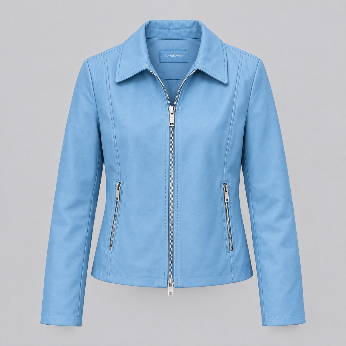 Women's Justine Shirt Collar Zip Jacket — Cornflower — product-front