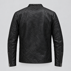Men's Lance Collarless Moto Jacket — Black — product-back