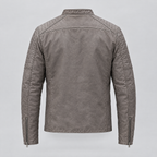 Men's Lance Collarless Moto Jacket — Grey — product-back