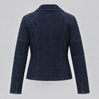 Women's Madeline Suede Quilted Moto Jacket — Navy — product-back